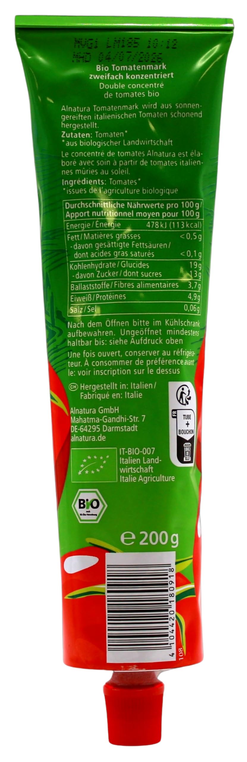 Alnatura Bio Tomatenmark 2-fach konzentriert, 12er Pack (12 x 200g)