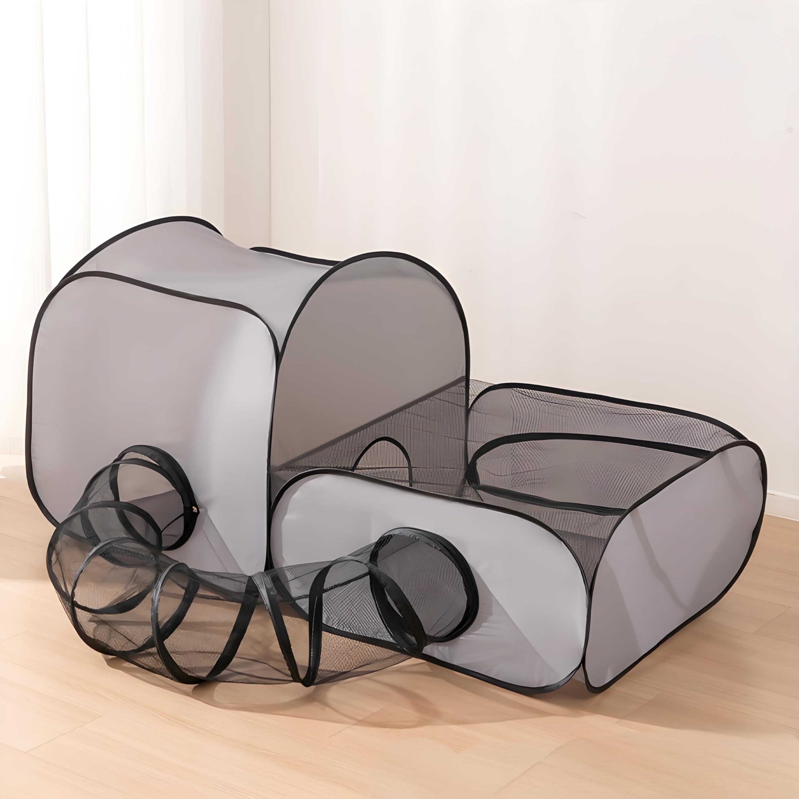 Parc d'extérieur pour Chat - Enclos Portable avec Tunnel - Maison de Jeu Interactive pour Chiots et Petits Animaux