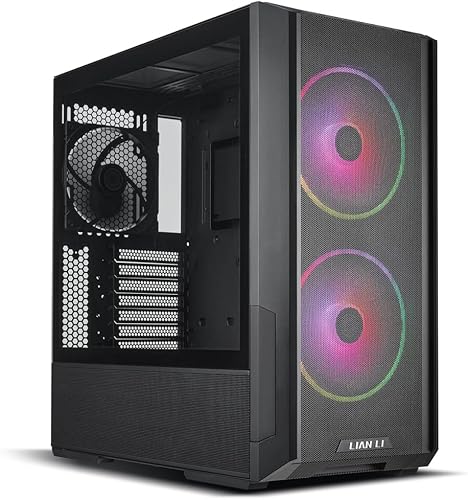LIAN LI LANCOOL 216 E-ATX - Funda para computadora de juegos Airflow Focus RGB con paneles de malla integral, ventiladores PWM de 0.160 pulgadas y