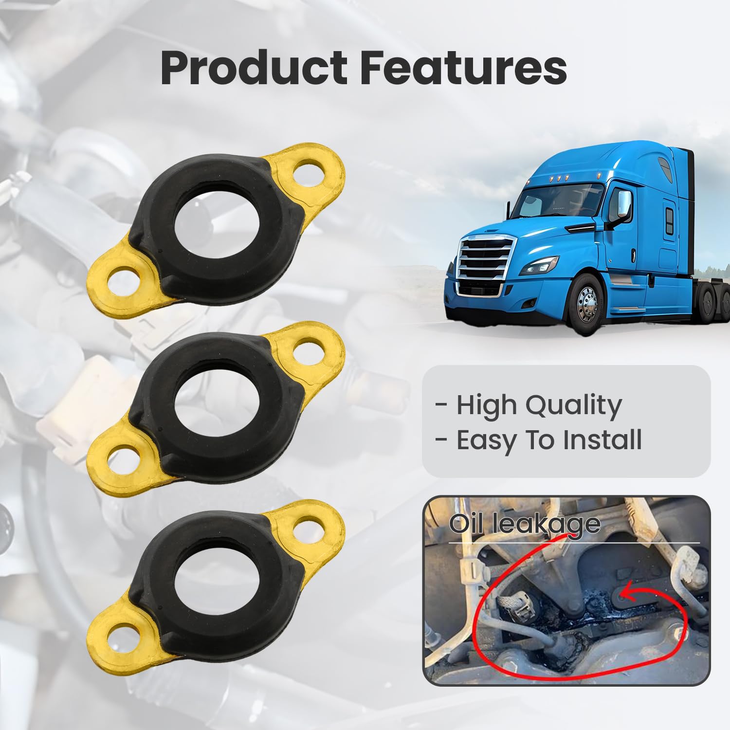 Fuel Injector Line Passthrough Seals Kit Compatible with Detroit Diesel Engines DD15 on Freightliner Cascadia Detroit Engines DD15 on Western Star Trucks Replace A4720780180 A4720780480, 6PCS