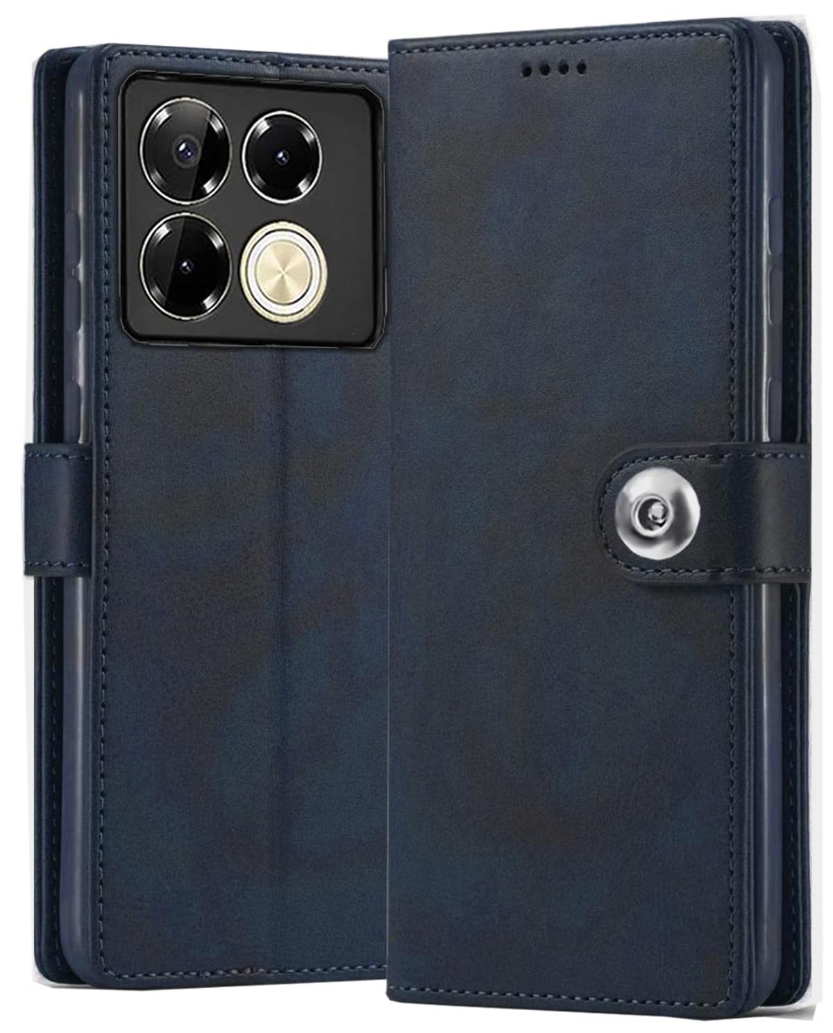 SHINESTAR Leather Finish Flip Back Cover for Infinix Note 40 Pro 5G | Inside TPU & Inbuilt Stand| Stylish Button Magnetic Closure | Wallet Style Back Cover Case for Infinix Note 40 Pro 5G - Blue (B0D31RC6D1) Amazon Price History, Amazon Price Tracker
