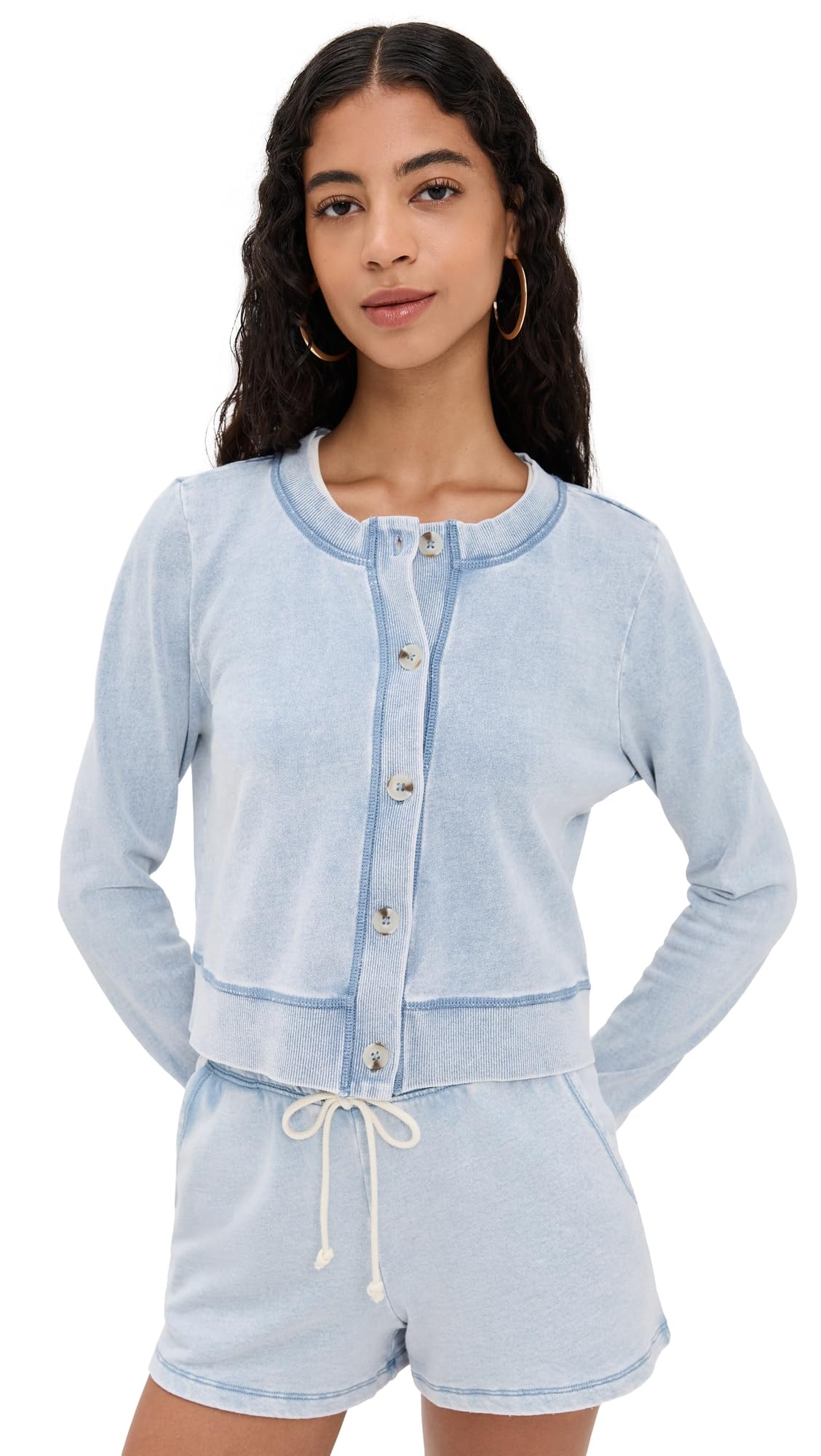 Daily Knit Denim Cardigan Washed Indigo