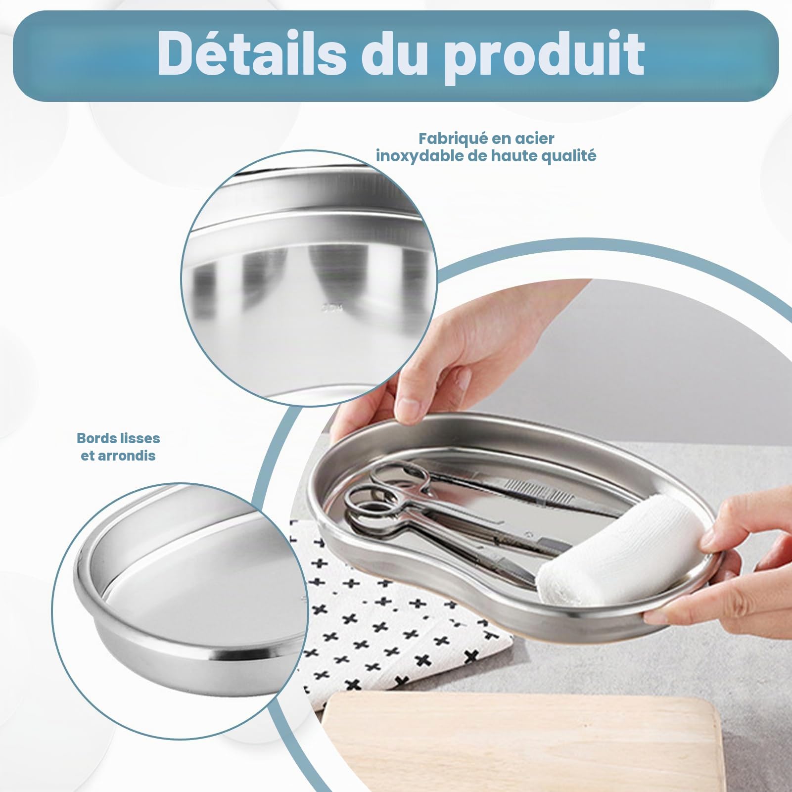 Plateaux en Acier Inoxydable,Plateau en Métal Réutilisable,Plateau À Instruments,Plateau De Laboratoir, Plateaux De Clinique Médical Outil De Laboratoire Utilisé pour Placer des Outils De Laboratoire