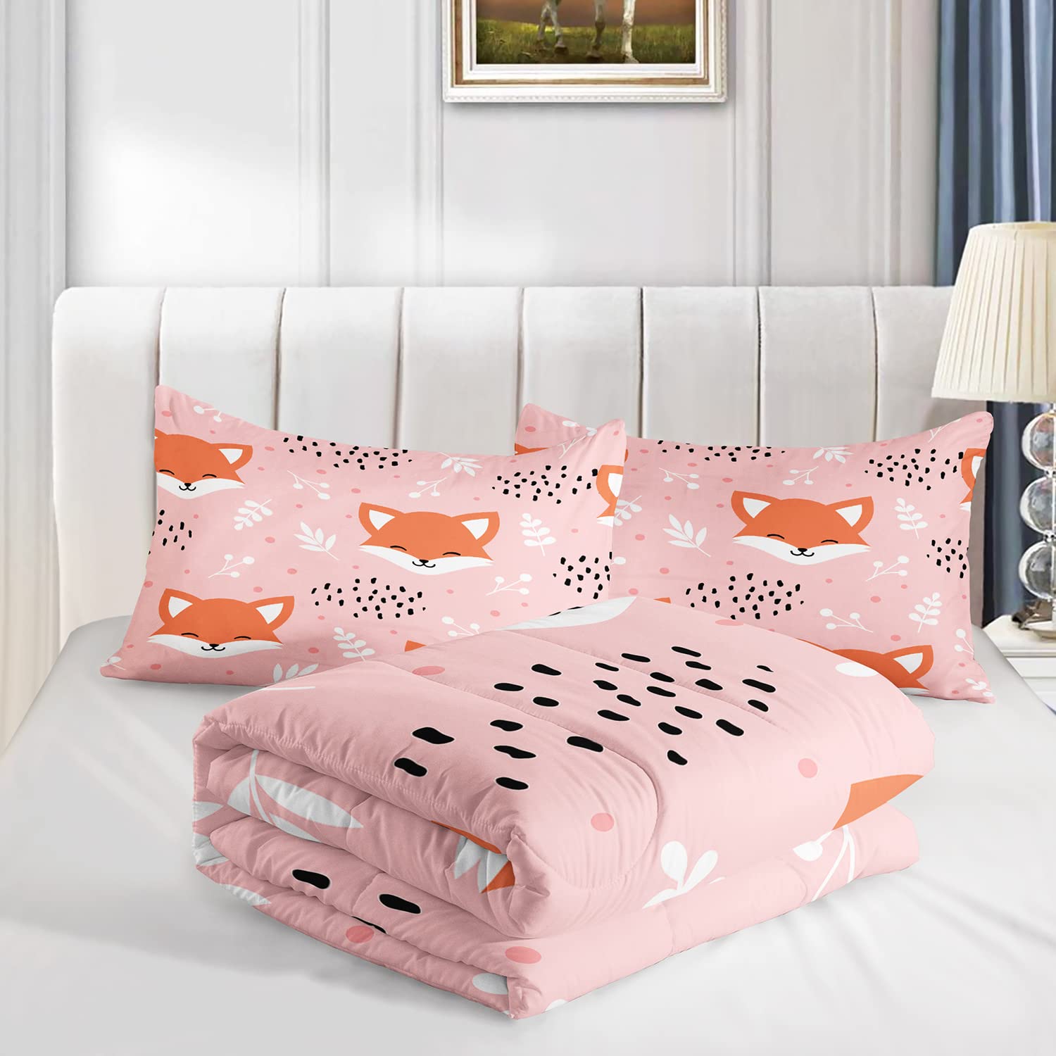 Cute Fox Comforter Set Twin Size - Cartoon Woodland Kids Bedding With Pillow Sham - View #8