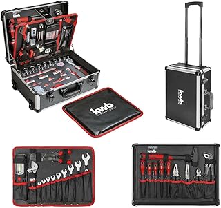 kwb Werkzeugkoffer mit Trolley-Funktion, 175-teilig, gefÃ¼llt, Werkzeug im stabilem Aluminiumkoffer, Werkzeugset groÃŸ, fÃ¼r Heimwerker, DIYer und Handwerks-Meister, abschlieÃŸbar inkl. 2 SchlÃ¼sseln