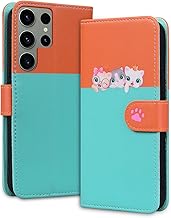 Samsung Galaxy S23 Ultra Case Cartoon Animals Samsung S23 Ultra Case with Card Slots Case Samsung Galaxy S23 Ultra Orange Blue