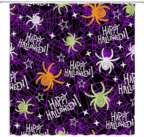 Miniatura 9 de Cortina de ducha de Halloween, linda calabaza espeluznante luna llena, bruja, gótica, terror, aterradora, gótica, misteriosa, mágica, decoración de