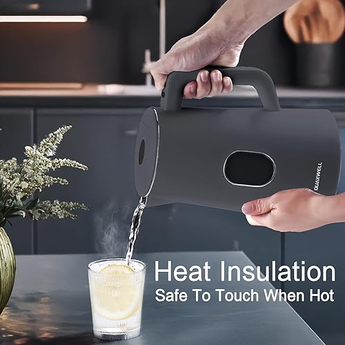 Miniatura 7 de Hervidor eléctrico de acero inoxidable de 1.5 L, tetera de doble pared al tacto, hervido rápido, 5 controles de temperatura, pantalla LED, apagado