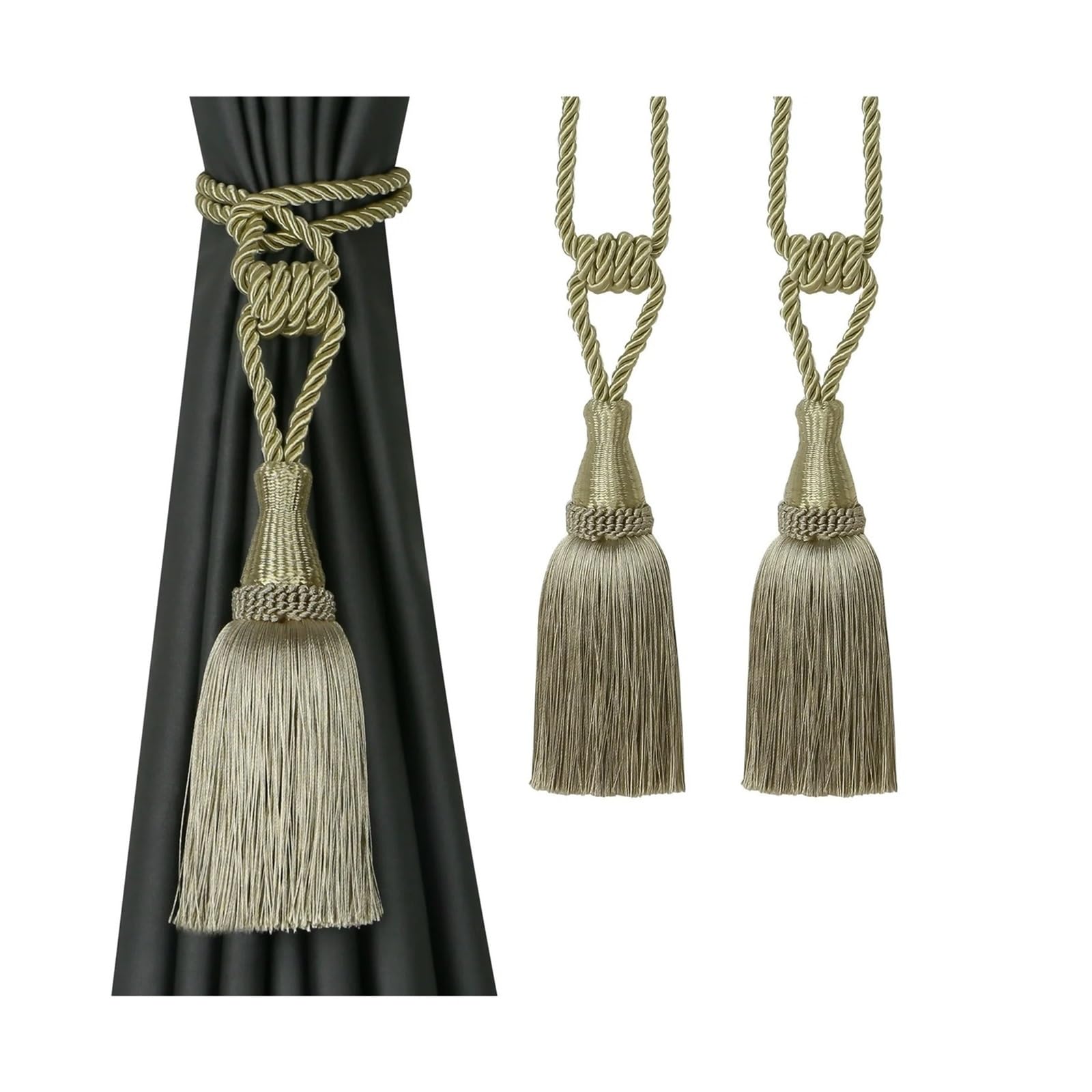 1/2 stücke Quaste Vorhang Raffhalter Zimmer Zubehör Halter Vorhänge Seil Holdback Wohnkultur(Dark Beige,2PCS)