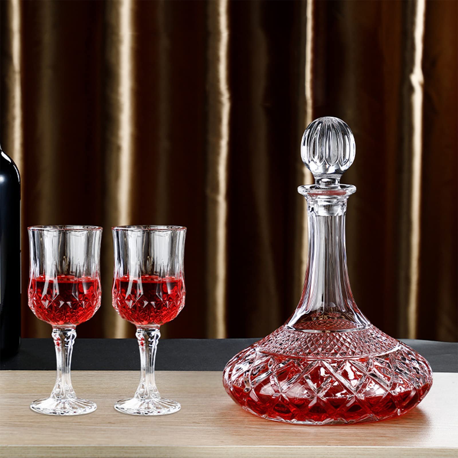 Set di Bicchieri da Vino Rosso in Vetro, Vaso di Bottiglia, Cristallo con Tappo di Bottiglia, Strumento da Bar, Bar per La Casa, Brocca per Vodka, Caraffa per Vino, Bicchieri