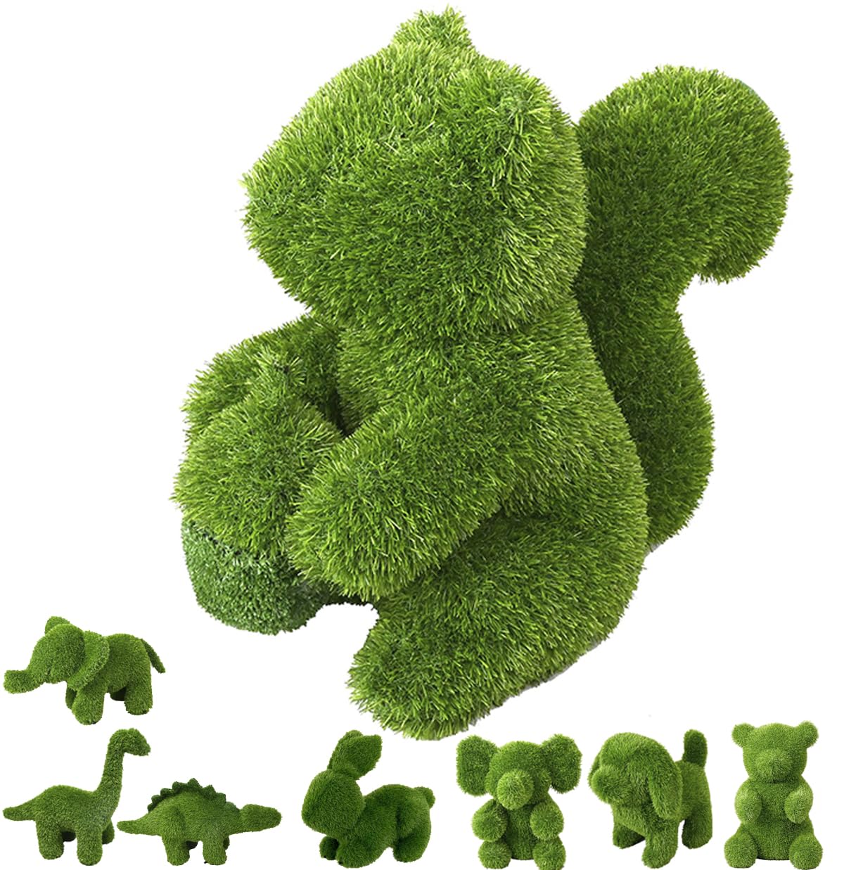 Suinga Figura di erba artificiale scoiattolo 30x58x50 cm per decorazione | Ideale per giardino, terrazza e casa