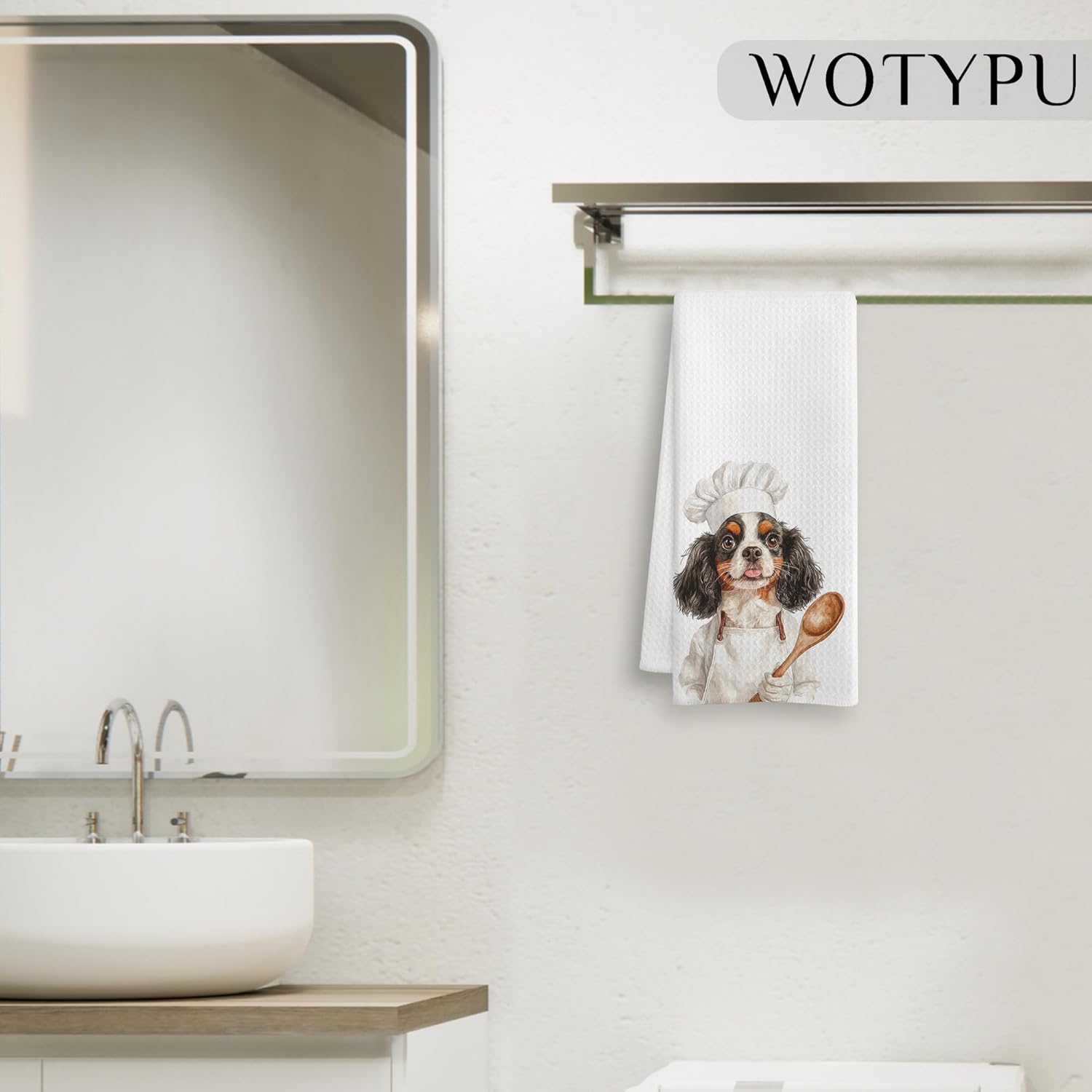 King Charles Cavalier Gifts Kitchen Towels, Cavalier King Charles Spaniel Gifts Dish Tea Towel, Dog Lover Gifts Decorative Hand Towels for Kitchen Bakery Decor, 16x24 Inch - Image 5