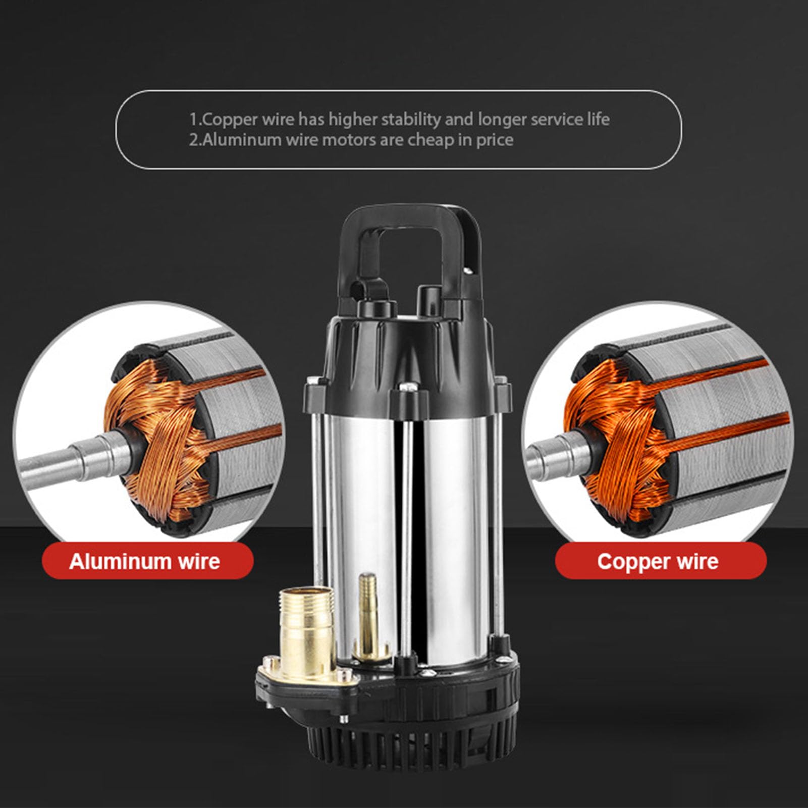 Fafeicy Bomba Sumergible CC 12 V 180 W, Bomba Sumergible para Acuario con Cuerpo de Acero Inoxidable con Motor de Cobre sin Escobillas, Elevación de 8 M para Pecera, Fuente, Estanque, Hidroponía