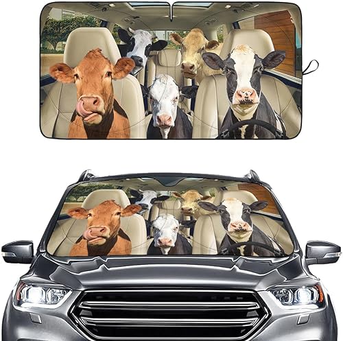 Miniatura 27 de GENANY Divertido parasol para parabrisas para sedán, SUV, camión (55 x 29 pulgadas), parasol de automóvil, bloquea los rayos UV, accesorios