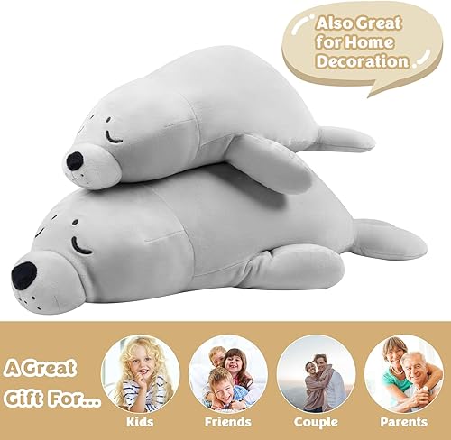 Miniatura 6 de My OLi Almohada de peluche con sello de 18 pulgadas, almohada de peluche, almohada de peluche con sello de peluche, almohada suave para abrazar,