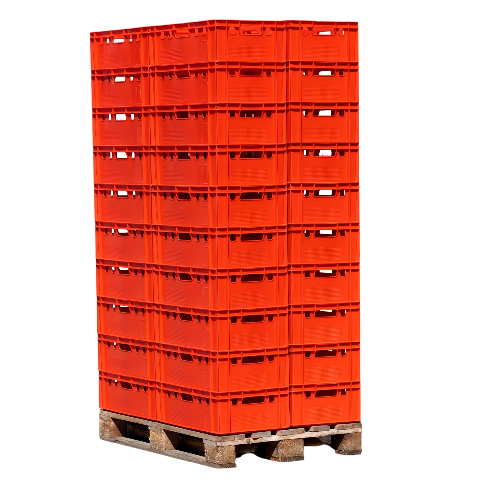 Produktbild von E2 Kunststoff-Kisten 60x40x20 Cm – 40 Stück Rot, Fleischkiste Lagerbox 40L, HDPE, Stapelbar, Für Industrie & Haushalt