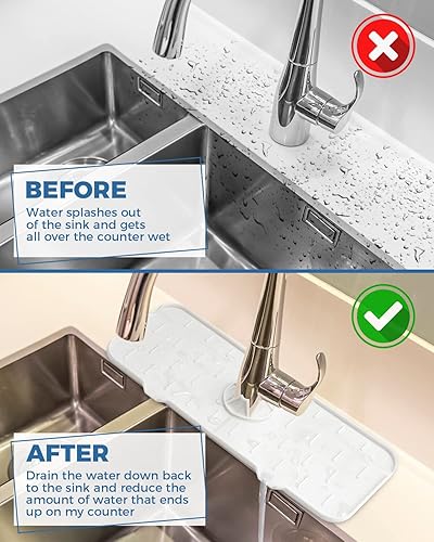Miniatura 5 de Protector contra salpicaduras para fregadero de cocina, bandeja de silicona para atrapa goteo, dispensador de jabón para platos y alfombrilla de