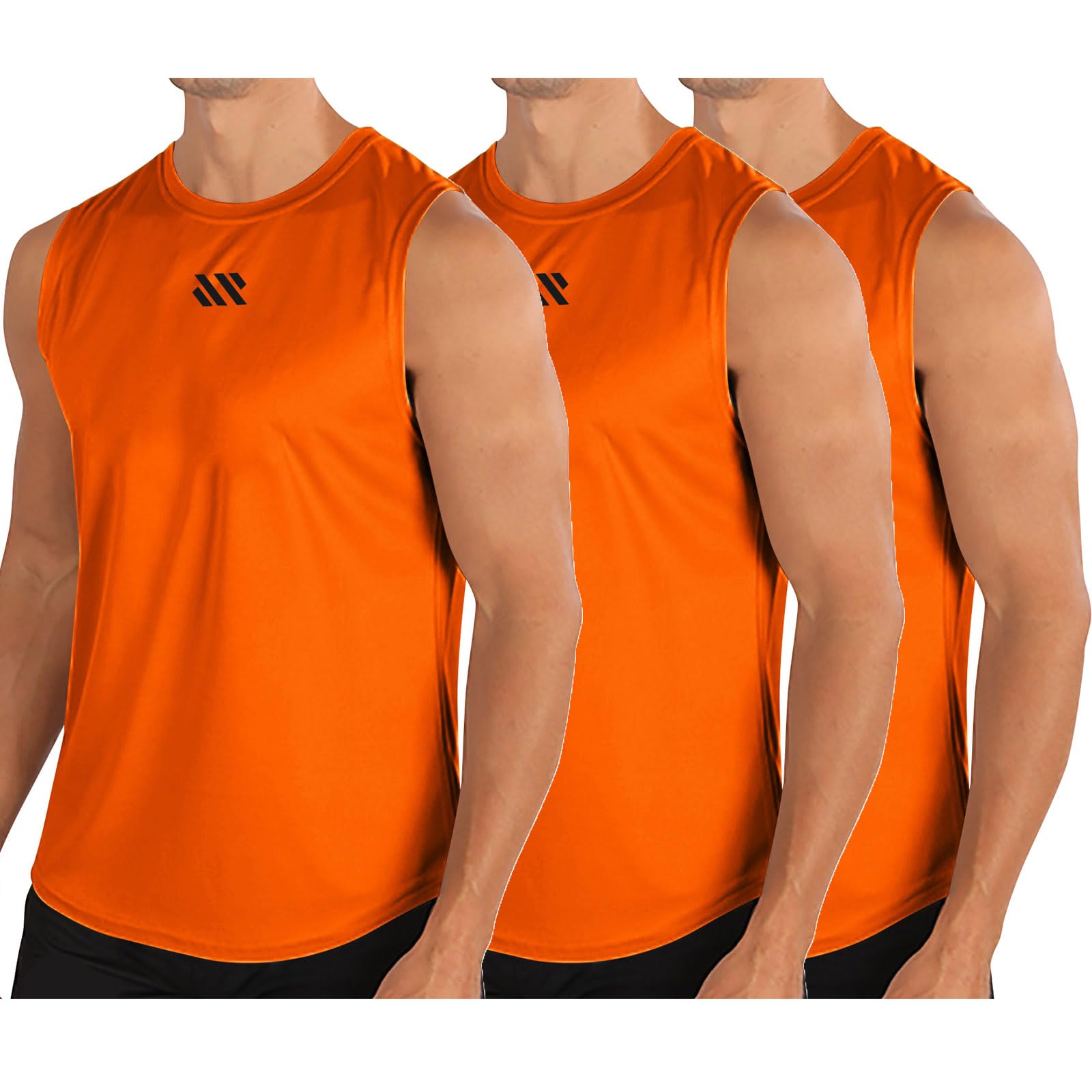 Lot de 3 Débardeur Homme Sport Maillot de Corps Col Rond Coton Respirant Fin Cut Tank Top