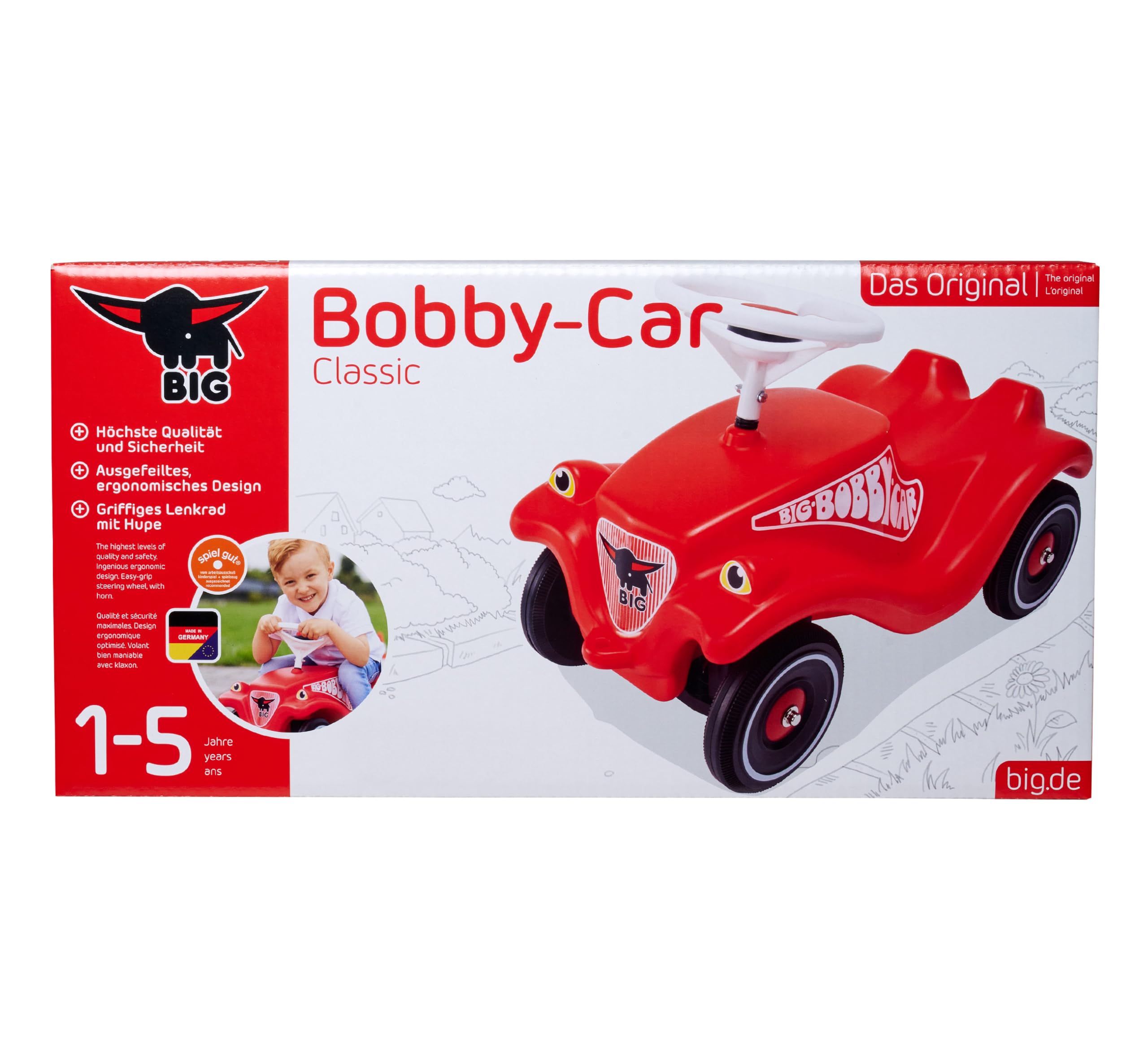BIG 800001303 1303R - Bobby Car Classic, Color Rojo