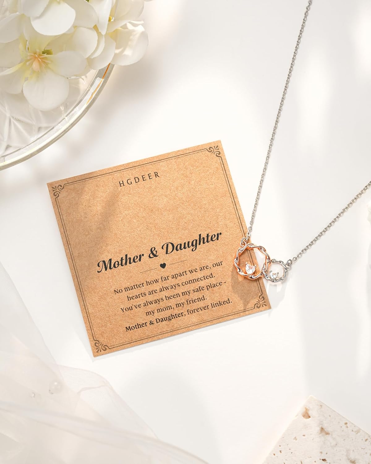 𝐌𝐨𝐭𝐡𝐞𝐫 𝐃𝐚𝐮𝐠𝐡𝐭𝐞𝐫 𝐍𝐞𝐜𝐤𝐥𝐚𝐜𝐞 – 𝐈𝐧𝐭𝐞𝐫𝐥𝐨𝐜𝐤𝐢𝐧𝐠 𝐂𝐢𝐫𝐜𝐥𝐞𝐬 𝐍𝐞𝐜𝐤𝐥𝐚𝐜𝐞 with a Heartfelt Message – A Meaningful Gift for Her Birthday, Christmas, Mothers Day, Valentines Day or Any Special Moment - Image 5
