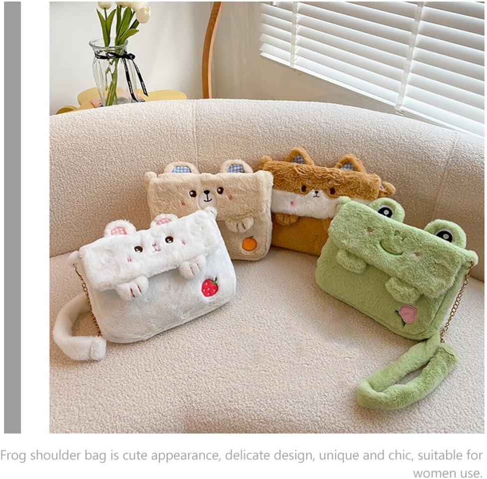 Cute Plush Frog Crossbody Bag Portable Shoulder Bag for Women Stylish Plush Backpack Unique Chic Design for Everyday Use