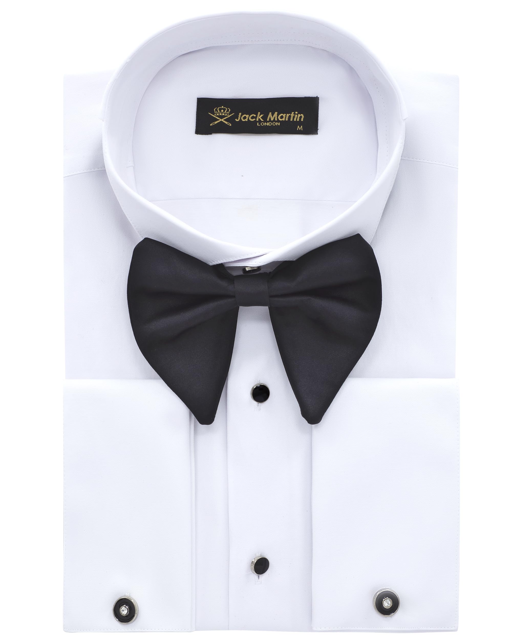 Jack Martin Men's White Wing Collar Tuxedo Shirt with Double Cuffs