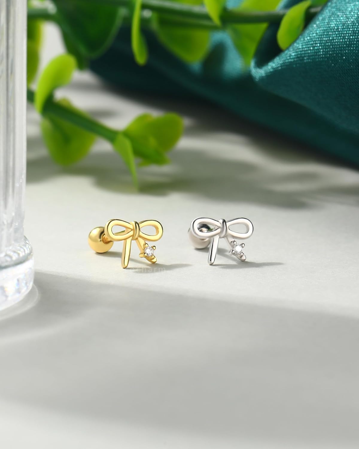 COCHARM 18g Cartilage Earrings 925 Sterling Silver Bowknot Helix Tragus Stud Earrings Forward Helix Stud Conch Piercing Jewelry for Women - Image 3