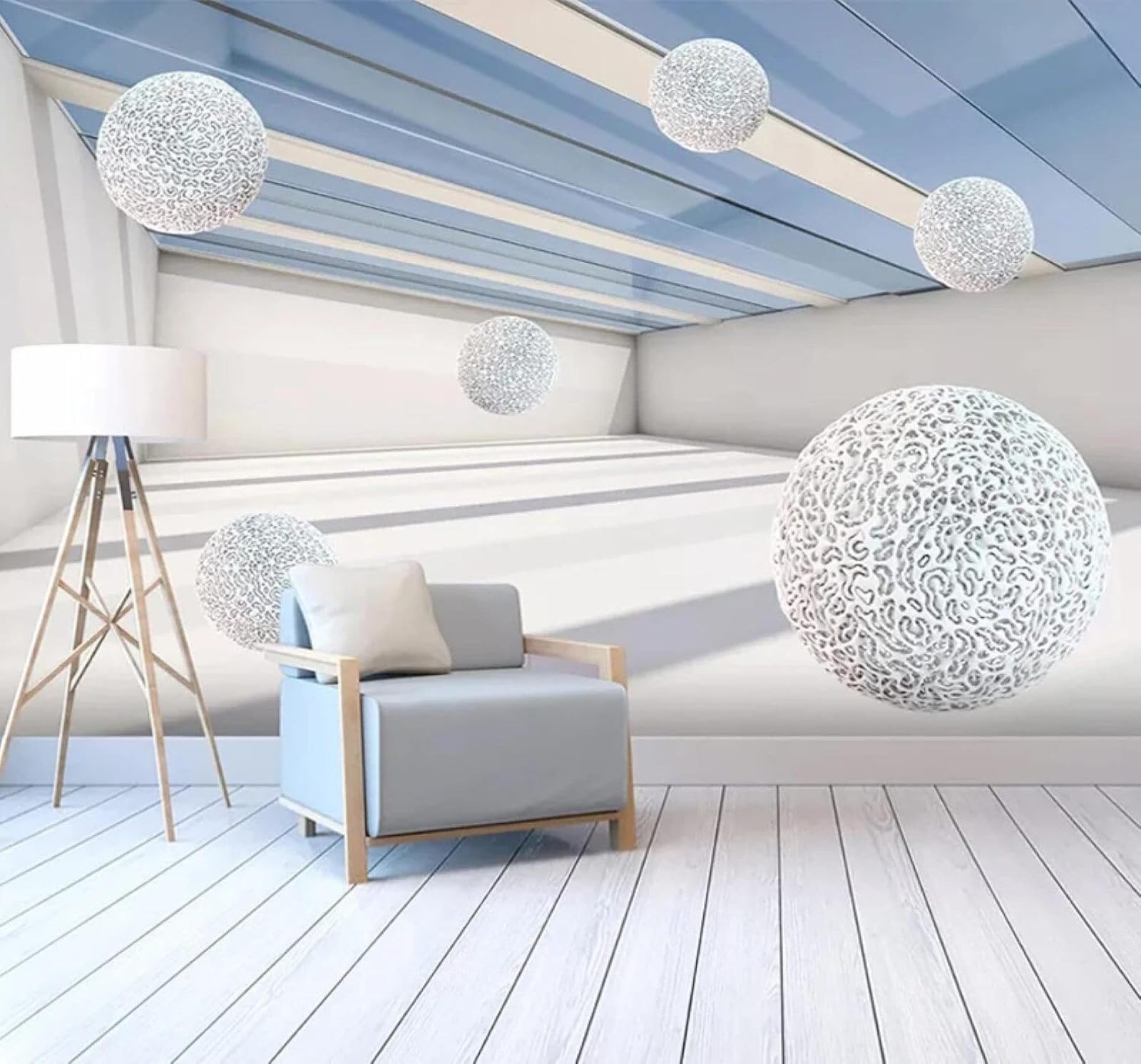 XLMING Abstract Space Three Dimensional Sphere Individuality 3D Wallpaper Premium Textured Silk Study Dining Living Room Bedroom Sofa TV Wall Easy Install-430cm×300cm