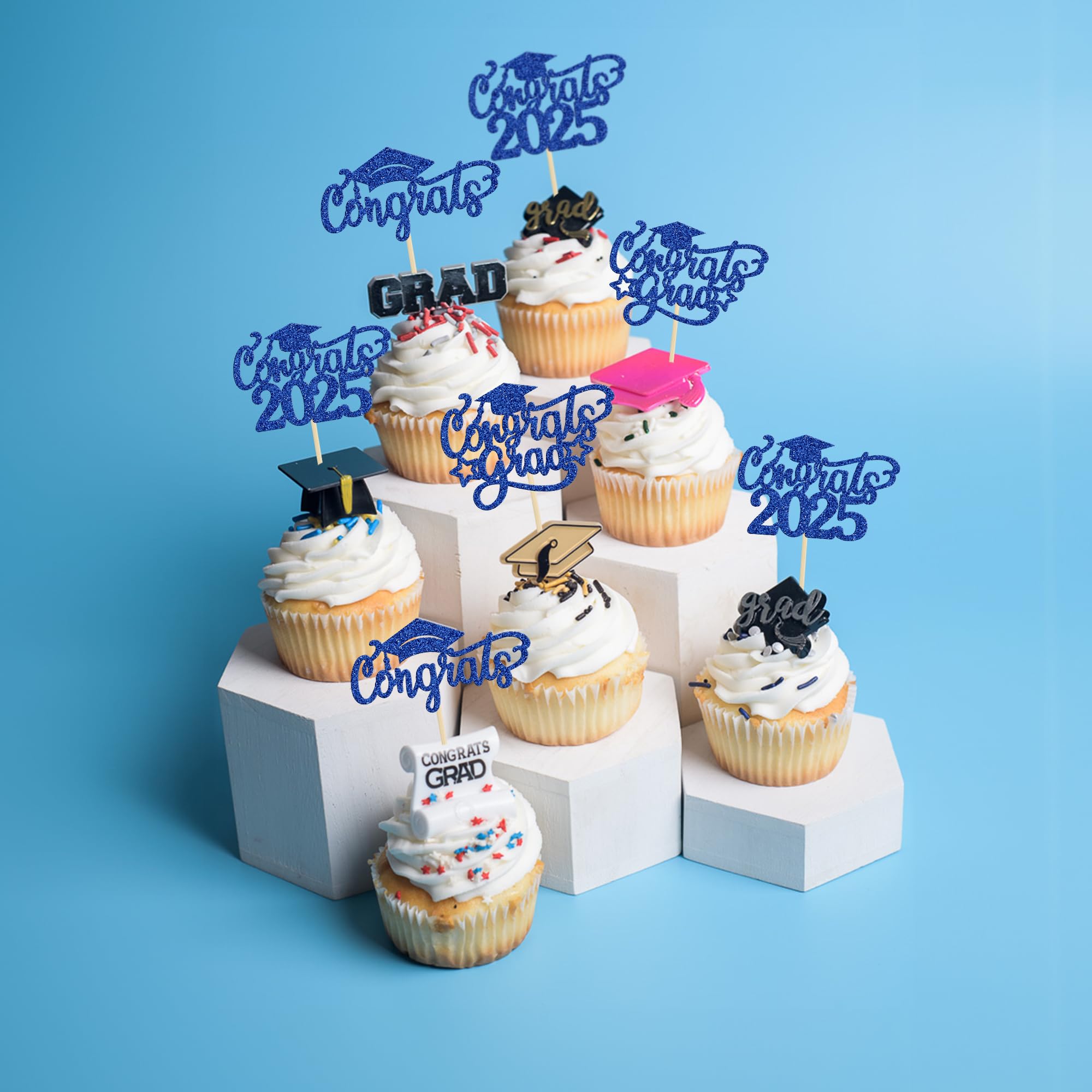 24 Stück Cupcake-Topper „Congrats Grad 2023“ – Glitzernde Abschluss-Deko Für Kuchen & Desserts