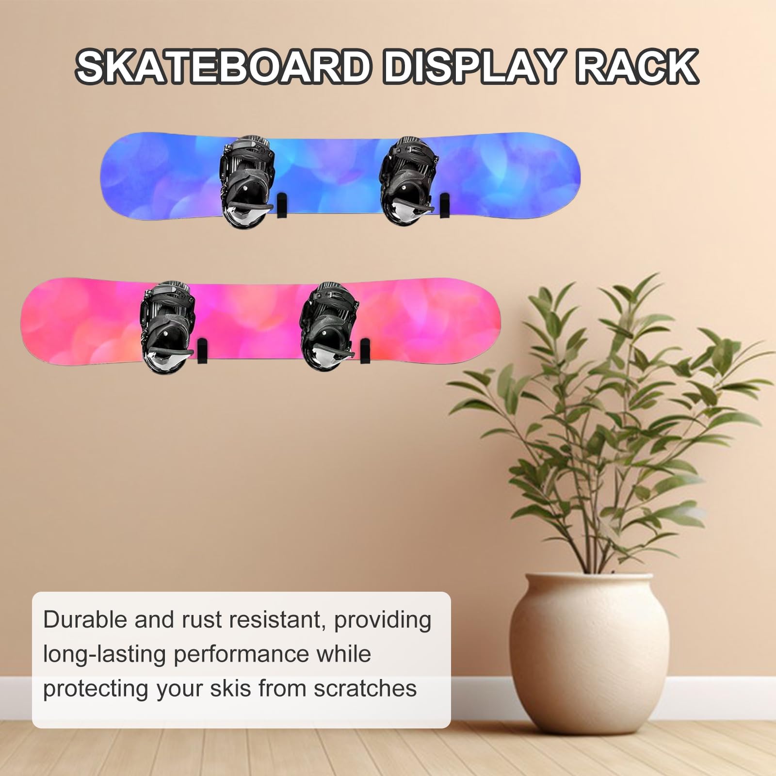 Soporte de pared para snowboard, 4 Piezas, Porta Tablas Surf, Longboard