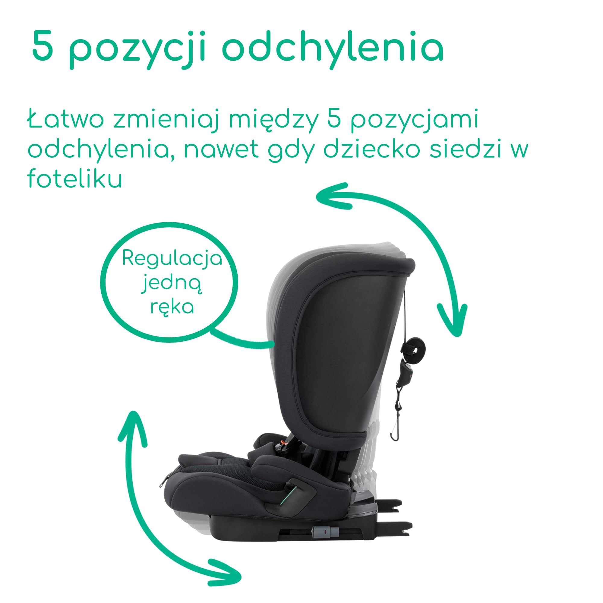 Bebeconfort Ever & Go i-Size, Ewolucyjny Fotelik Samochodowy, 15 Miesięcy - 12 Lat, 76-150 cm, Podróżny Fotelik Samochodowy ISOFIX, Kompaktowy i Lekki (6 kg), 15 Pozycji Zagłówka, Full Black