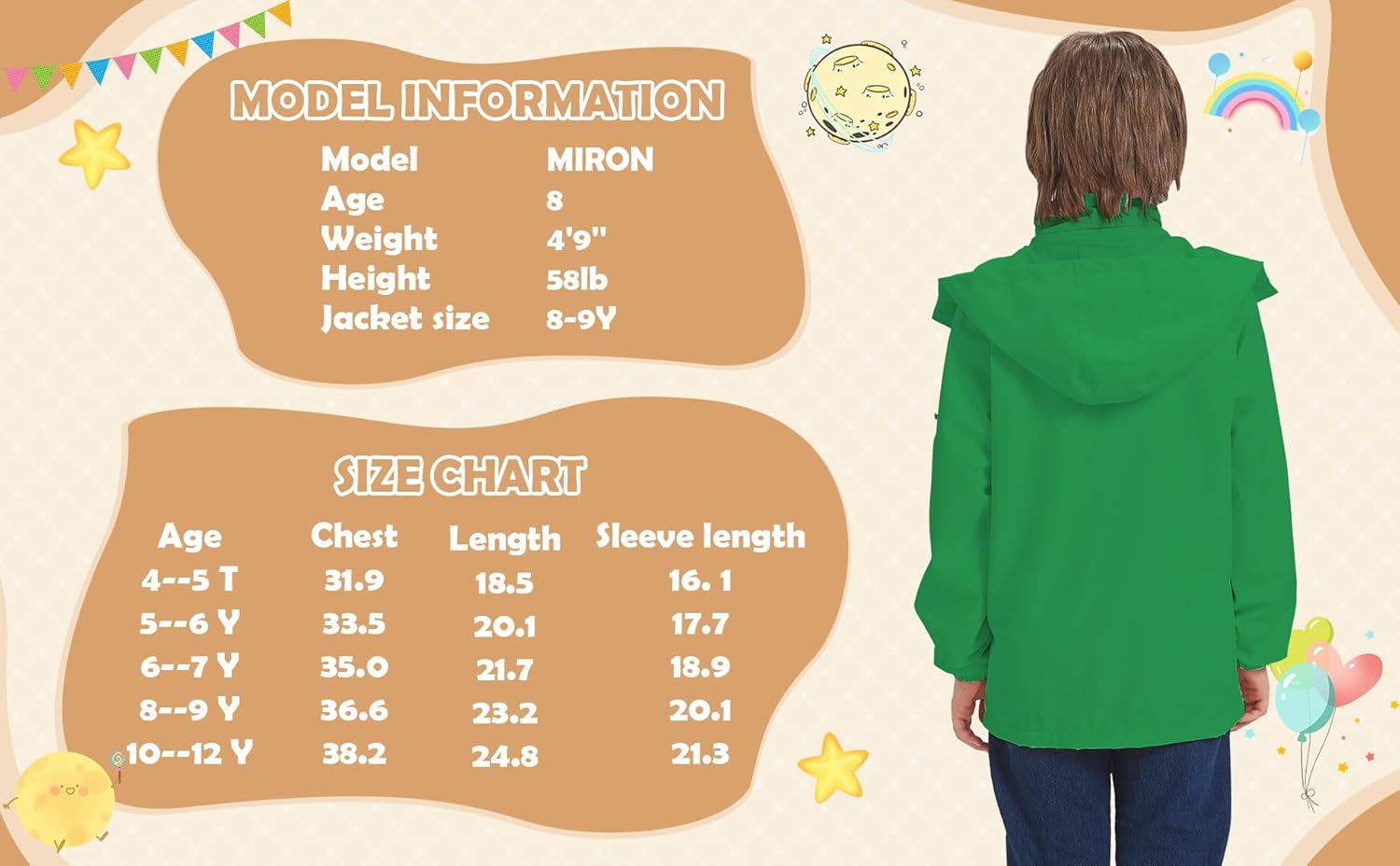 WICKHAM Boys Girls Waterproof Rain Jacket Detachable Hood Lightweight Raincoats for Kids Windbreaker Coat - Image 2