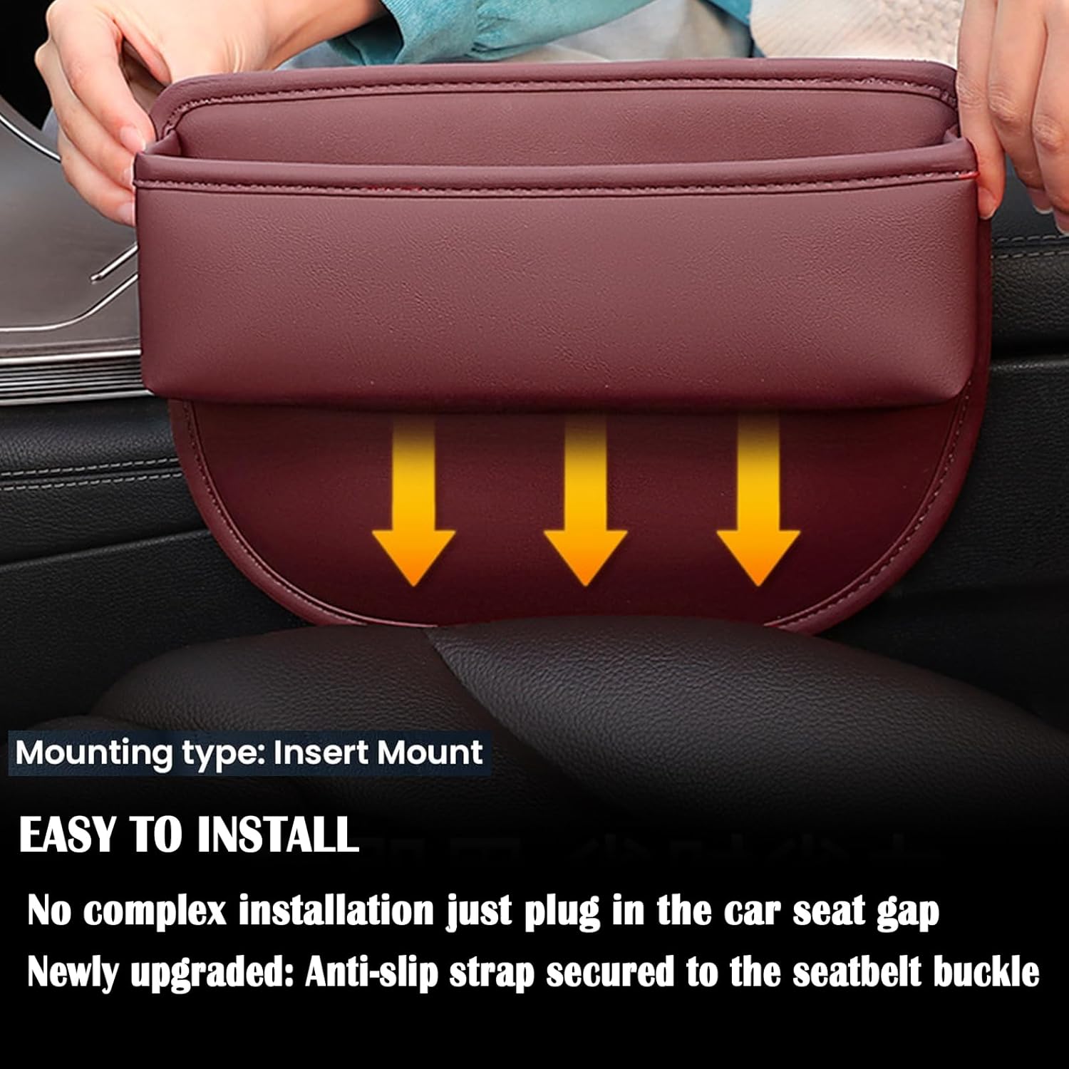 Universal Fit Car Gap Filler 2 pack, Premium Leather Seat Gap Filler Organizer, Car SUV Truck Essentials (Burgundy 2 PC)