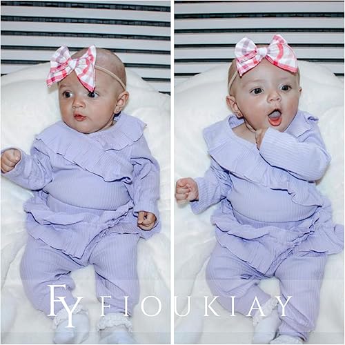 Miniatura 5 de fioukiay Ropa de bebé recién nacida prematura para niña, conjuntos de ropa de 3 piezas con volantes y pantalones