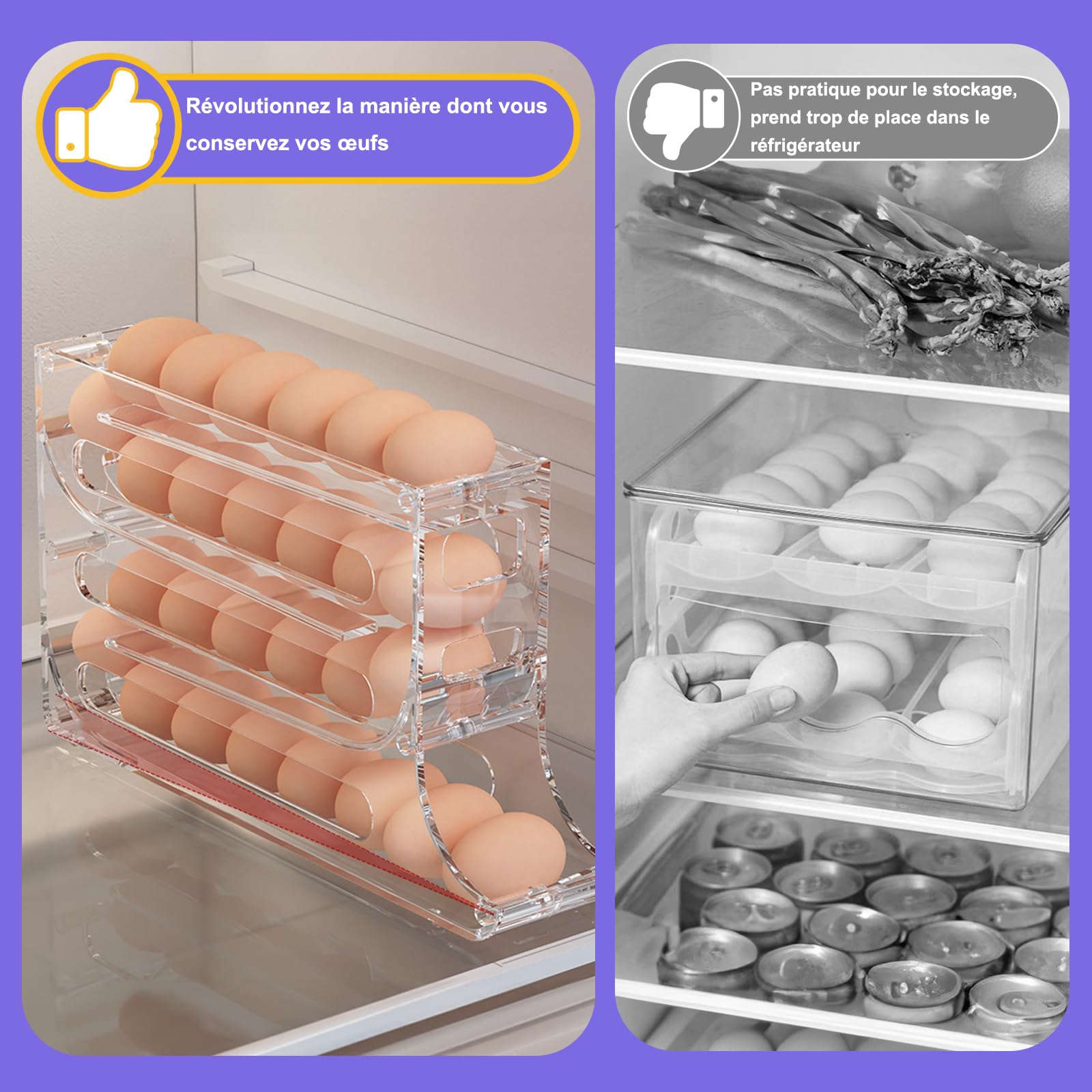 Distributeur Oeuf, Support À Œufs, Rangement Oeuf Frigo, Support De