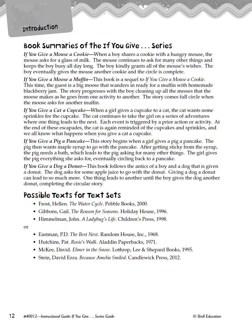 If You Give . . . Series Guide: An Instructional Guide for Literature - Novel Study Guide for Elementary School Literature with Close Reading and Writing Activities (Great Works Classroom Resource) - Image 4