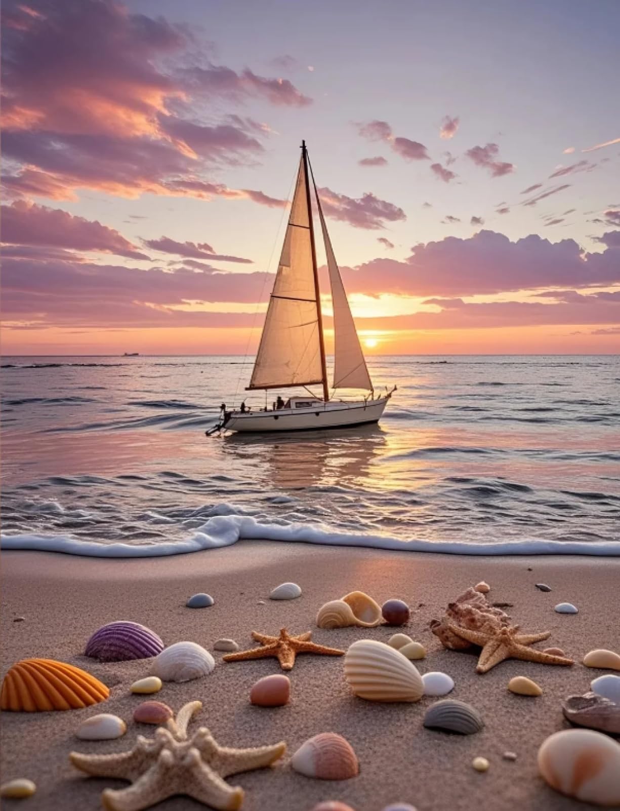 Stithej Pre-Printed Cross Stitch Kit Sailboat 11CT for Adults Beginners