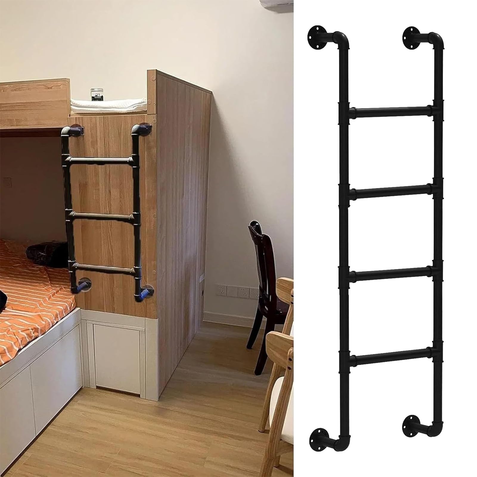 Escalera para literas interiores de metal y alta resistencia para instalar en pared