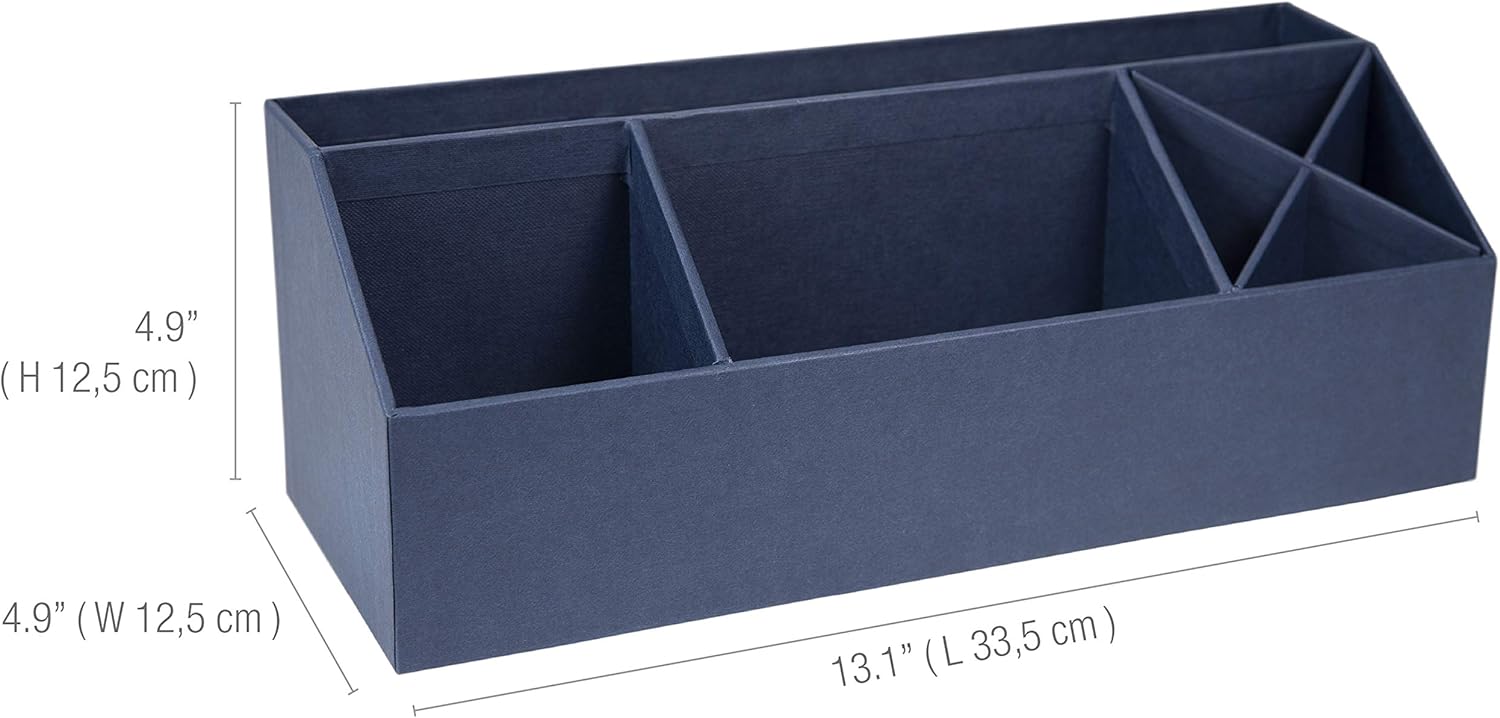 Bigso Elisa Desktop Organizer - Durable Office Desk Organizer with 7 Compartments for Office Supplies and Accessories - 13.1 in x 4.9 in x 4.9 in - Blue
