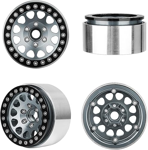 Miniatura 5 de HobbyPark Ruedas Beadlock de aluminio 1.9 para rastreador RC a escala 110, compatible con Traxxas TRX4 Axial SCX10 Redcat Gen 8 RC4WD, 4 piezas