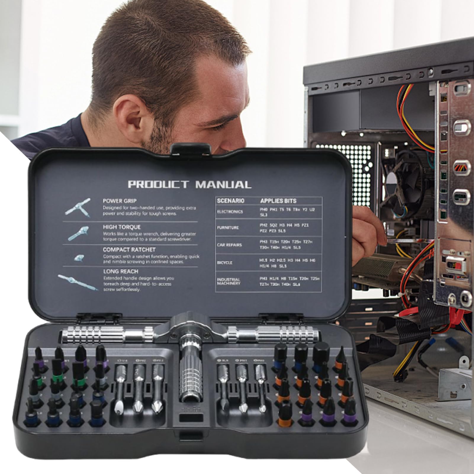 Ensemble De Cliquets | de Précision Magnétique Avec Poignée Amovible Et Étui De Rangement,Ensemble D'Outils De Réparation De Précision Pour Usage Domestique Vélo Électronique PC Ordinateur