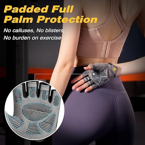 Miniatura 4 de Workout Gloves for Women Men, Lightweight Weight Lifting Glove Breathable Fingerless Gym Gloves, Exercise, Fitness, Training, Cycling Negro