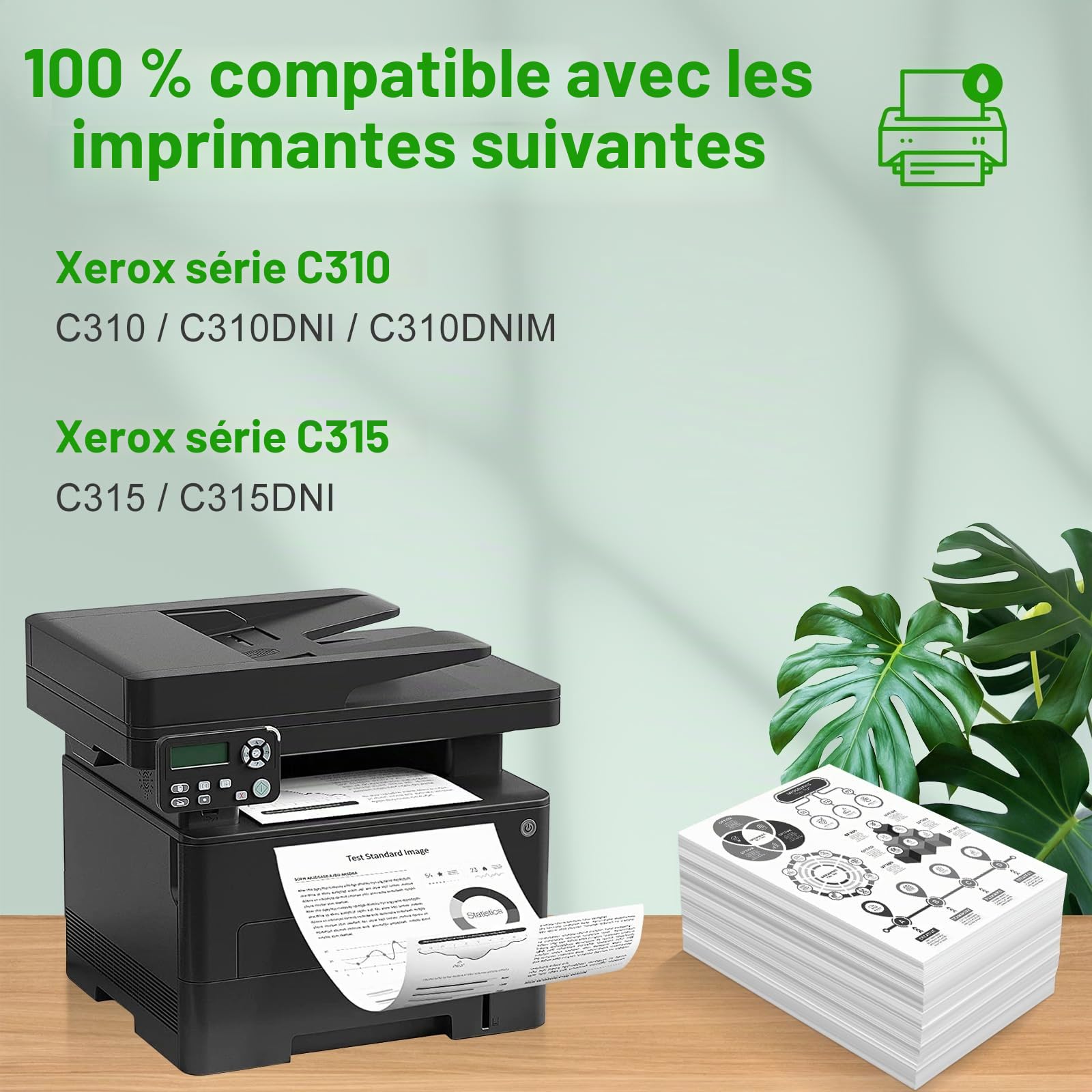 C310 C315 Cartouche de Toner Compatible avec Xerox C310 C315 Toner pour Xerox C310DNI C310DNIM C315DNI 006R04356 006R04357 006R04358 006R04359(1 Noir, 1 Cyan, 1 Jaune, 1 Magenta)
