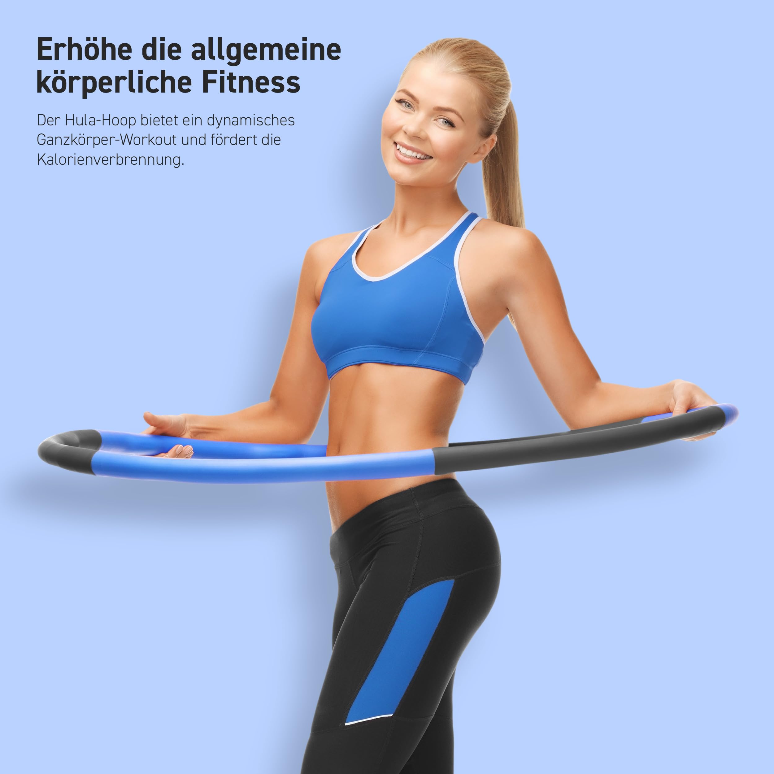 MSPORTS Hula Hoop Reifen Premium mit Schaumstoff und größenverstellbar, Fitness Hula Hoop zur Gewichtsreduktion, 6-8 Segmente Abnehmbarer Hoola Hoop Reifen Geeignet Für Fitness/Sport