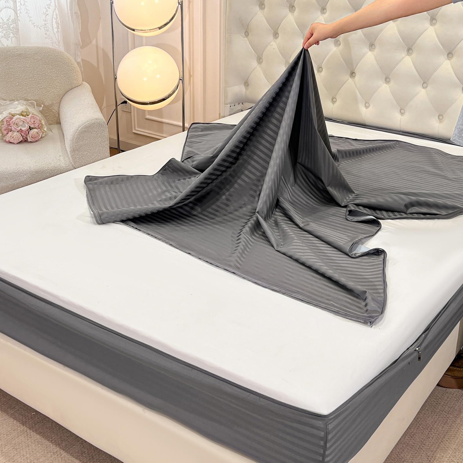 Protector de Colchón con Cremallera 4 Lados, Incluye 2 Fundas de Almohada