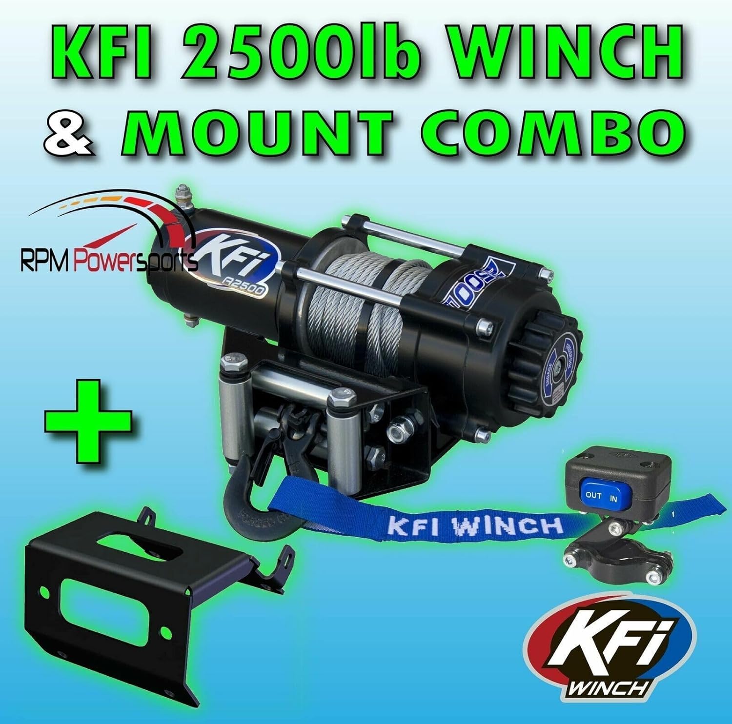 KFI 2500LBS Winch Kit - Winch Mount for 2014-2021 Compatible with Polaris 570 Compatible with Ranger Midsize 4x4
