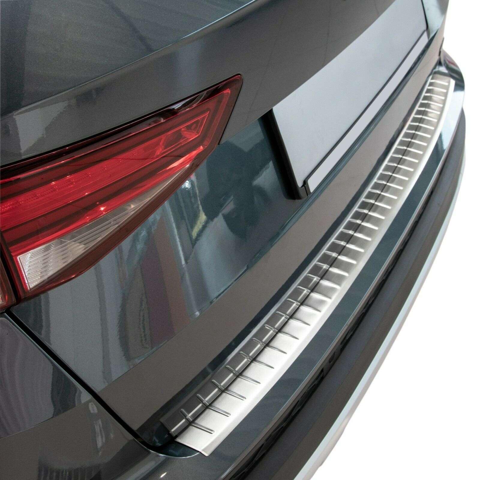 RECAMBO Edelstahl Ladekantenschutz - passend für Seat Ateca | BJ ab 2016 2-teiliges Set in gebürsteter Optik für Stoßstange innen & außen mit strukturierter Oberfläche & Klebemontage