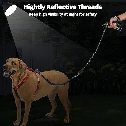 Miniatura 5 de Correa larga para perro de 20 pies correas de cuerda resistentes para entrenamiento de perros con gancho giratorio bloqueable, hilos reflectantes