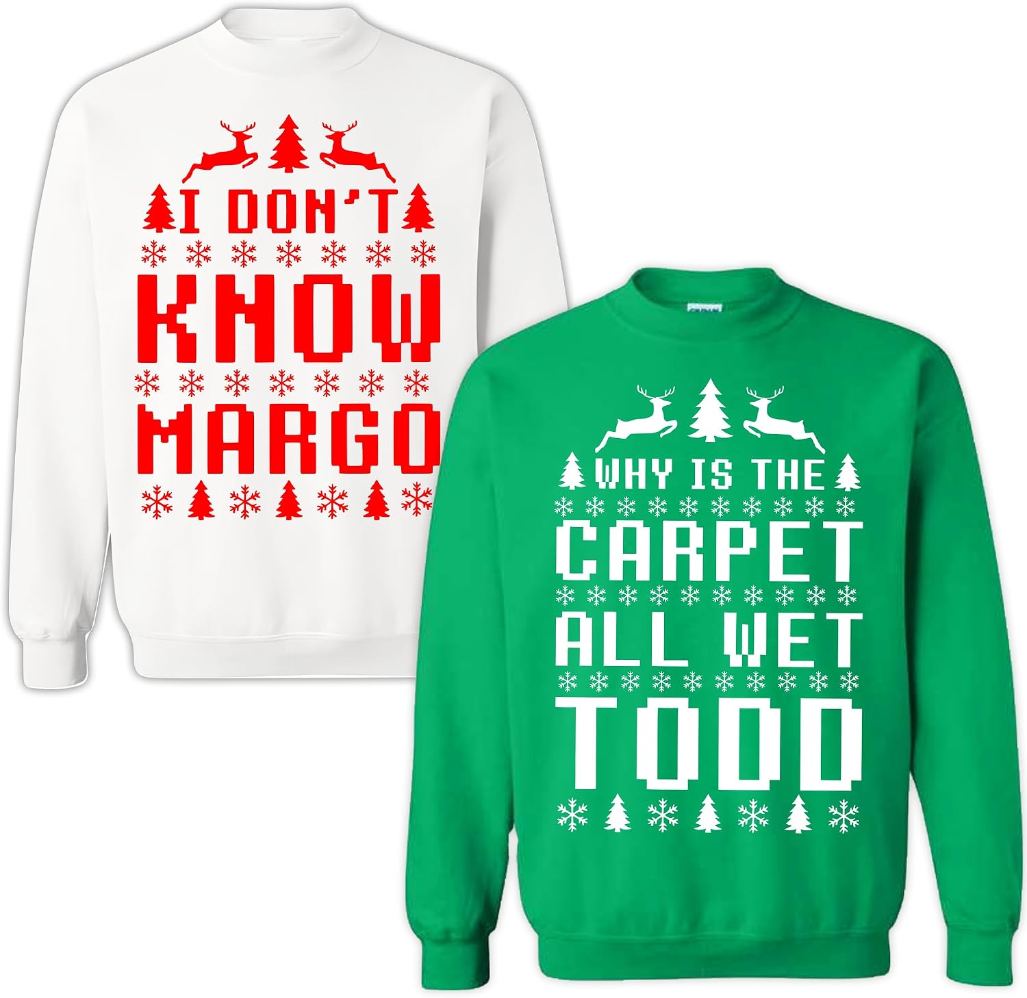 Matching Why is The Carpet All Wet Todd and I Don't Know Margo T-Shirts Set, Christmas Clothes, Christmas Merry Shirt for Men or Women, Xmas Couple Sweatshirt Hoodie