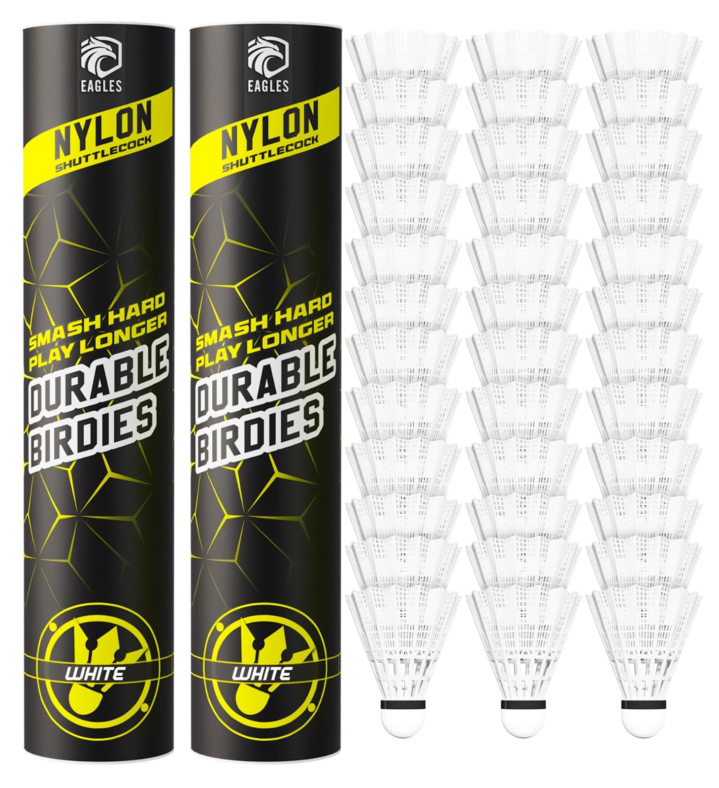 EAGLES Badminton Birdies - Nylon Bedminton Shuttlecocks for Softball/Baseball Batting Training - Highly Stable & Durable 24 Pack, 12 Pack or 6 Pack Shuttle Balls for Indoor and Outdoor Matches